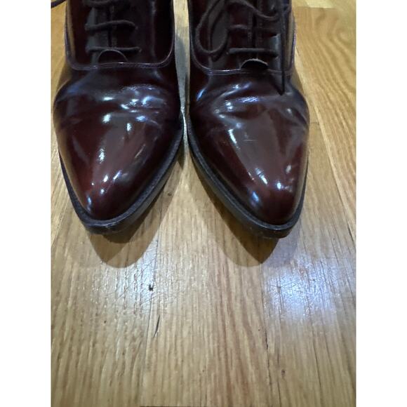 Fratelli Rossetti Women's Block Heel Pointed Toe Lace Up Oxfords Red Leather 37 - Picture 7 of 9